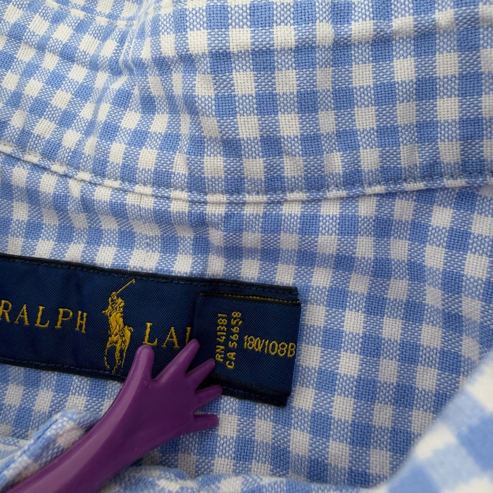 Ralph Lauren Gingham Button Down Shirt Men's 2XB Blue White Classic Fit‎ - Picture 5 of 7